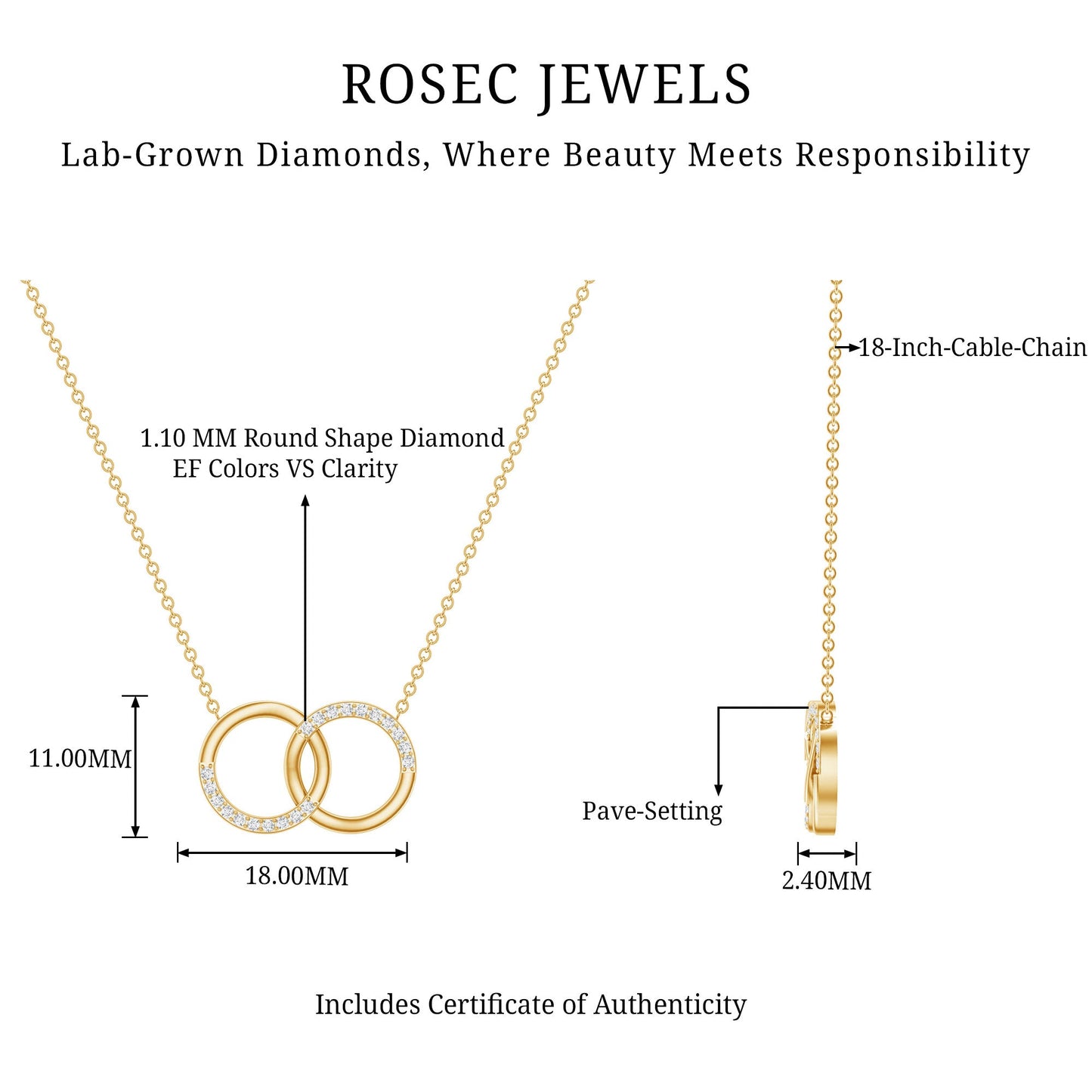 Certified Diamond Circle Pendant Necklace