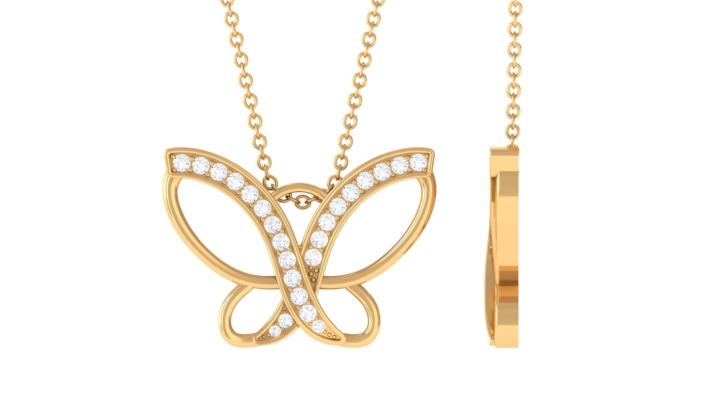 Diamond Butterfly Pendant Necklace For Women