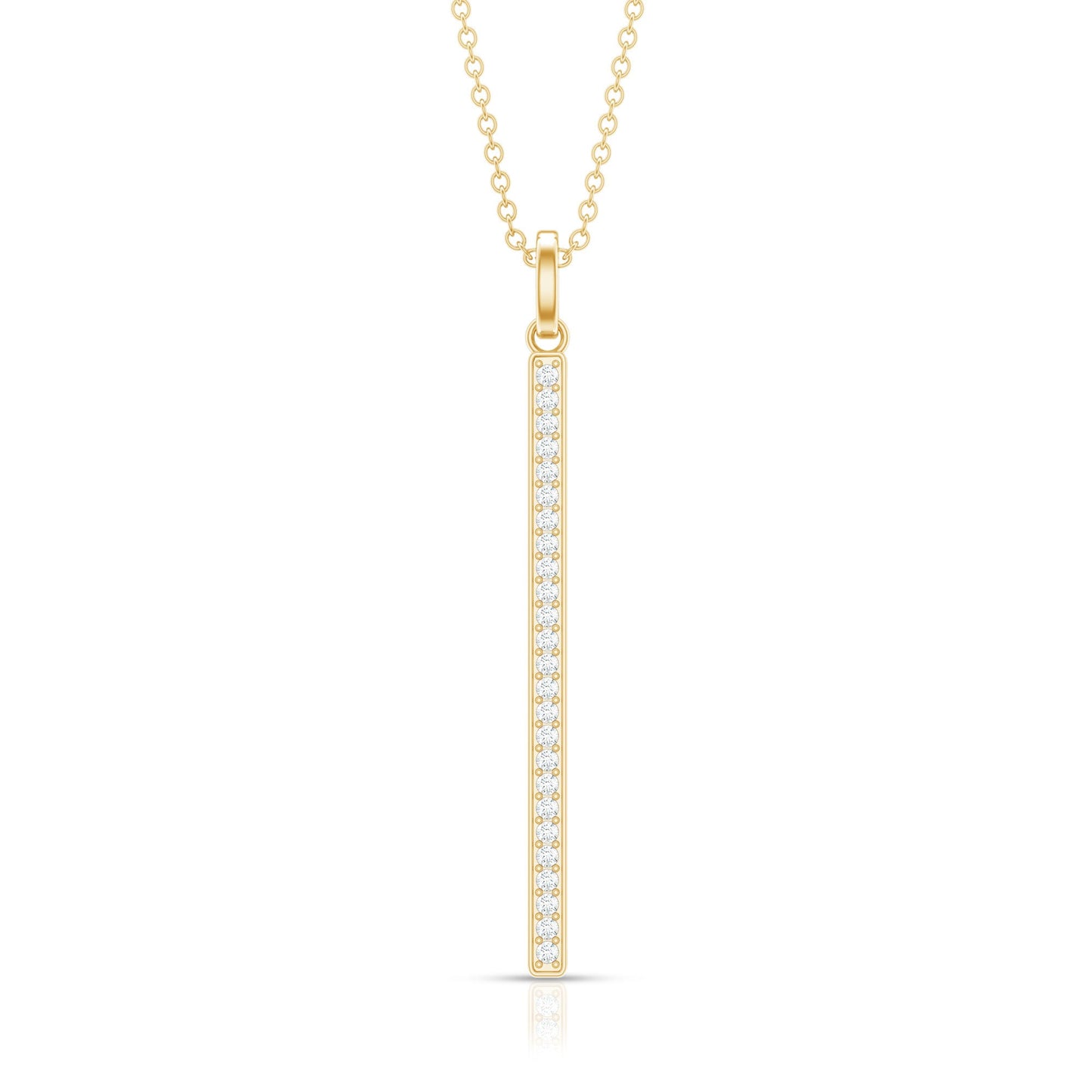 Round Cut Diamond Bar Necklace For Women