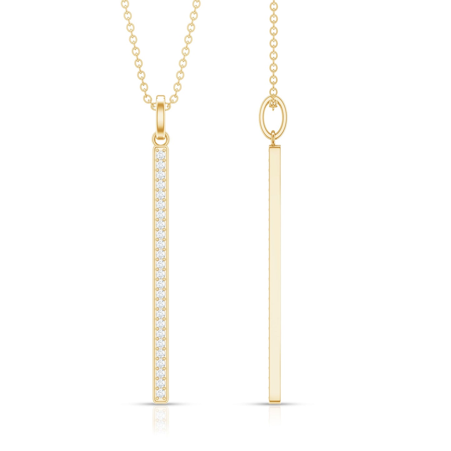 Round Cut Diamond Bar Necklace For Women
