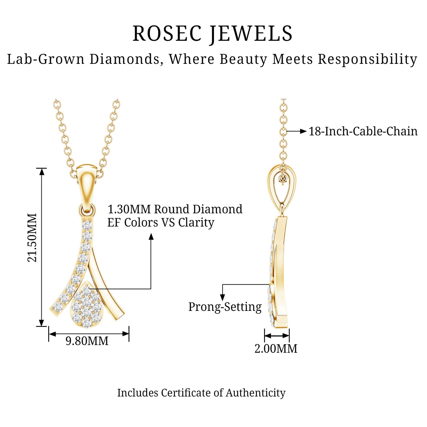 Certified Round Cut Diamond Cluster Necklace
