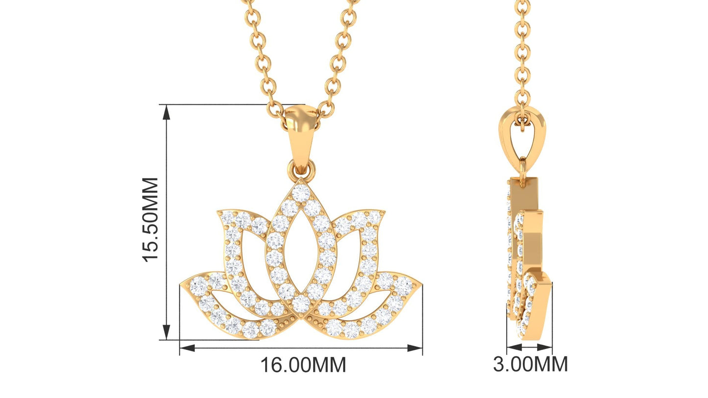 Diamond Lotus Flower Necklace in Pave Setting