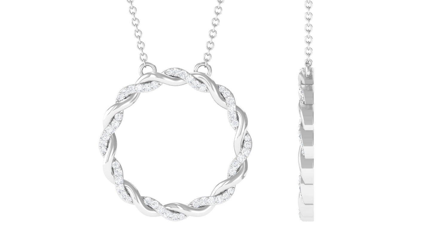 Diamond Twisted Eternity Necklace in Pave Setting