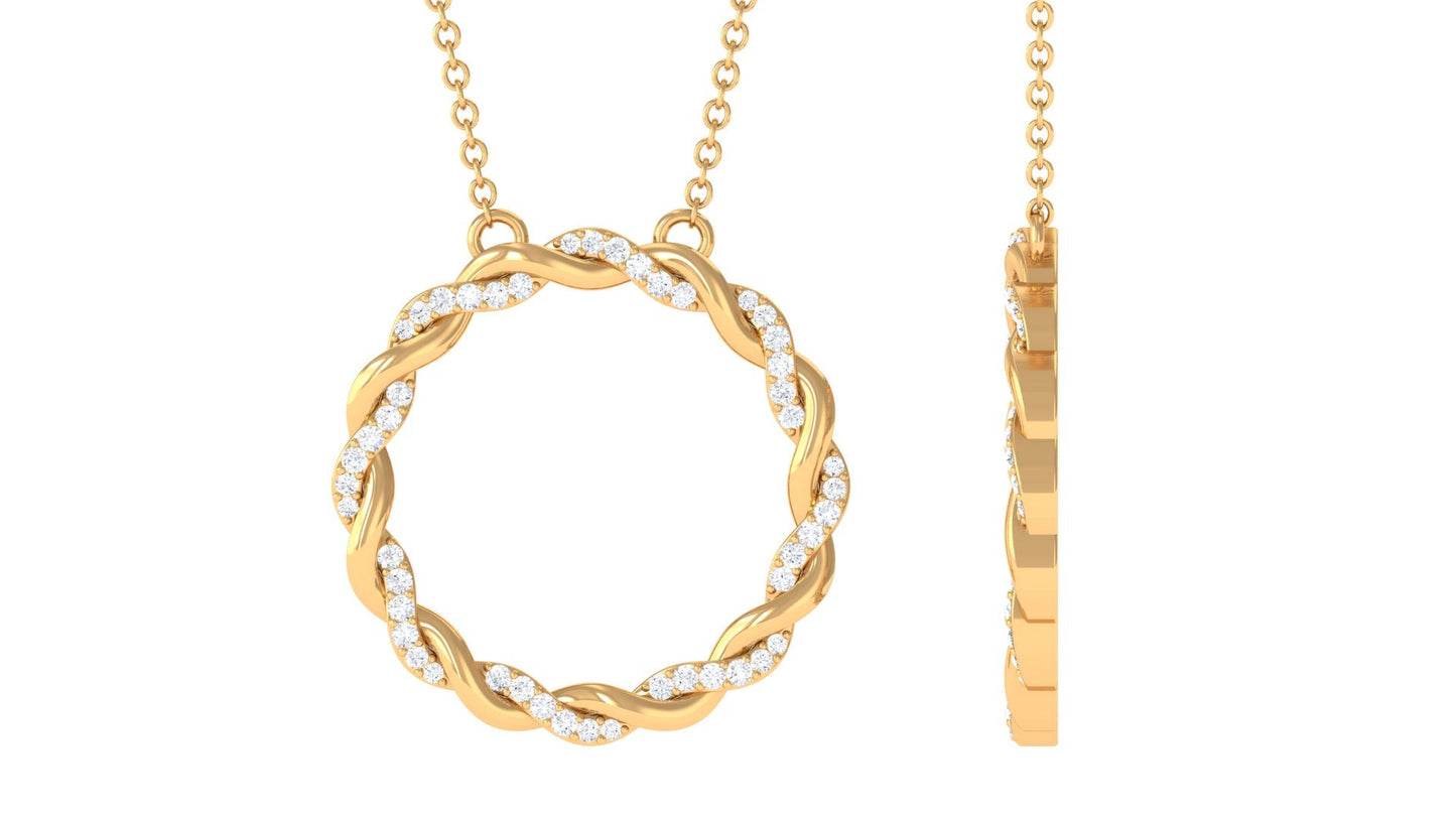 Diamond Twisted Eternity Necklace in Pave Setting