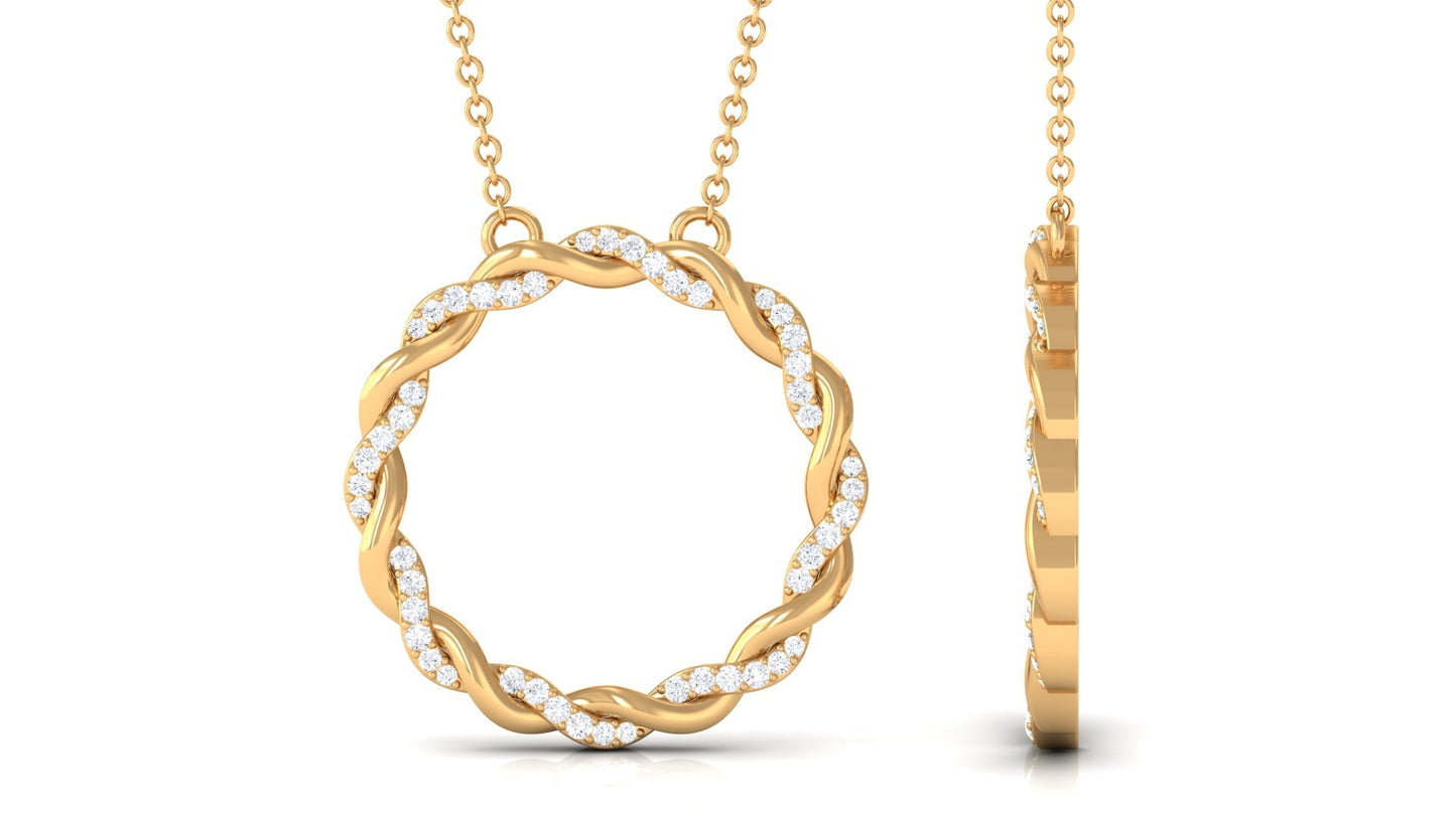 Diamond Twisted Eternity Necklace in Pave Setting