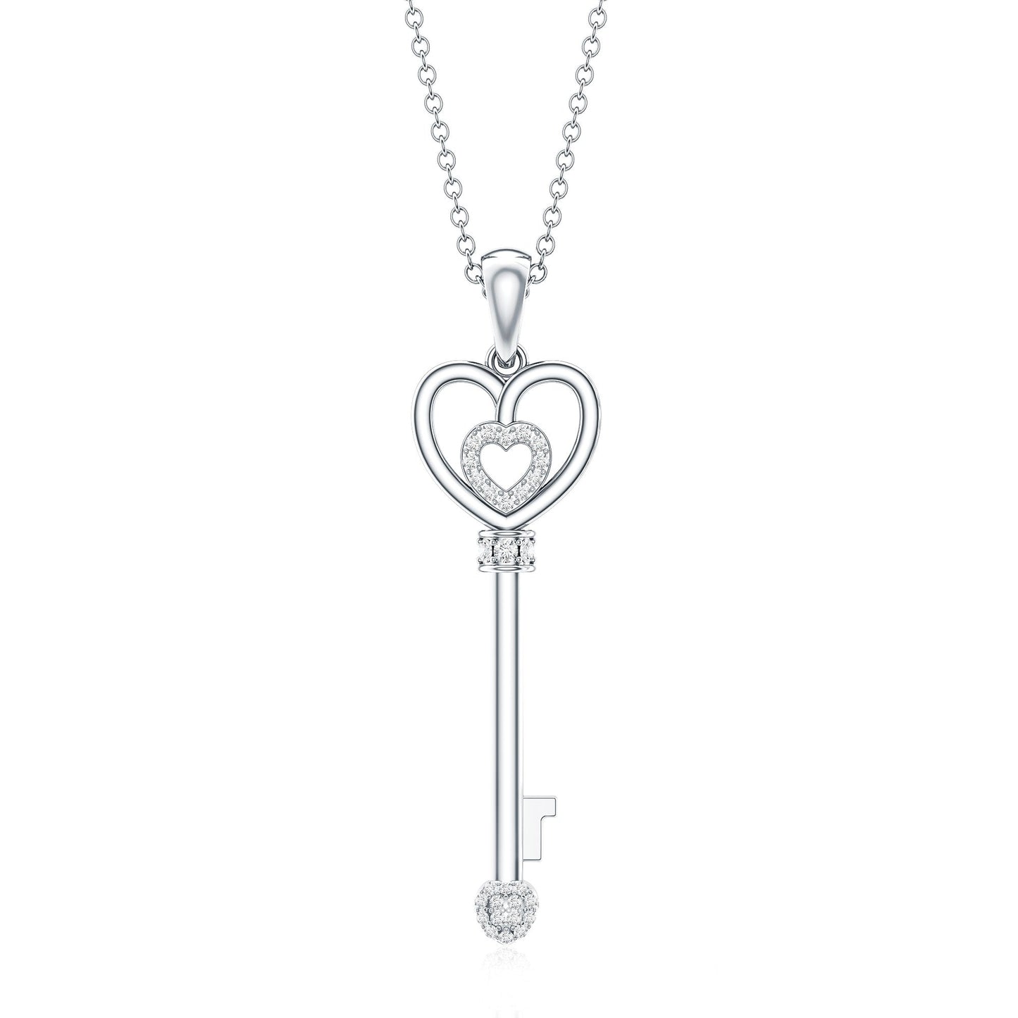 Vintage Style Diamond Key Necklace For Women