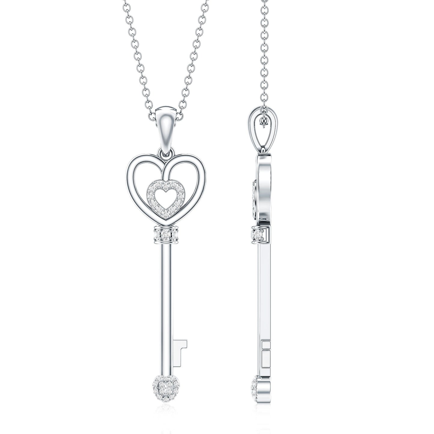 Vintage Style Diamond Key Necklace For Women