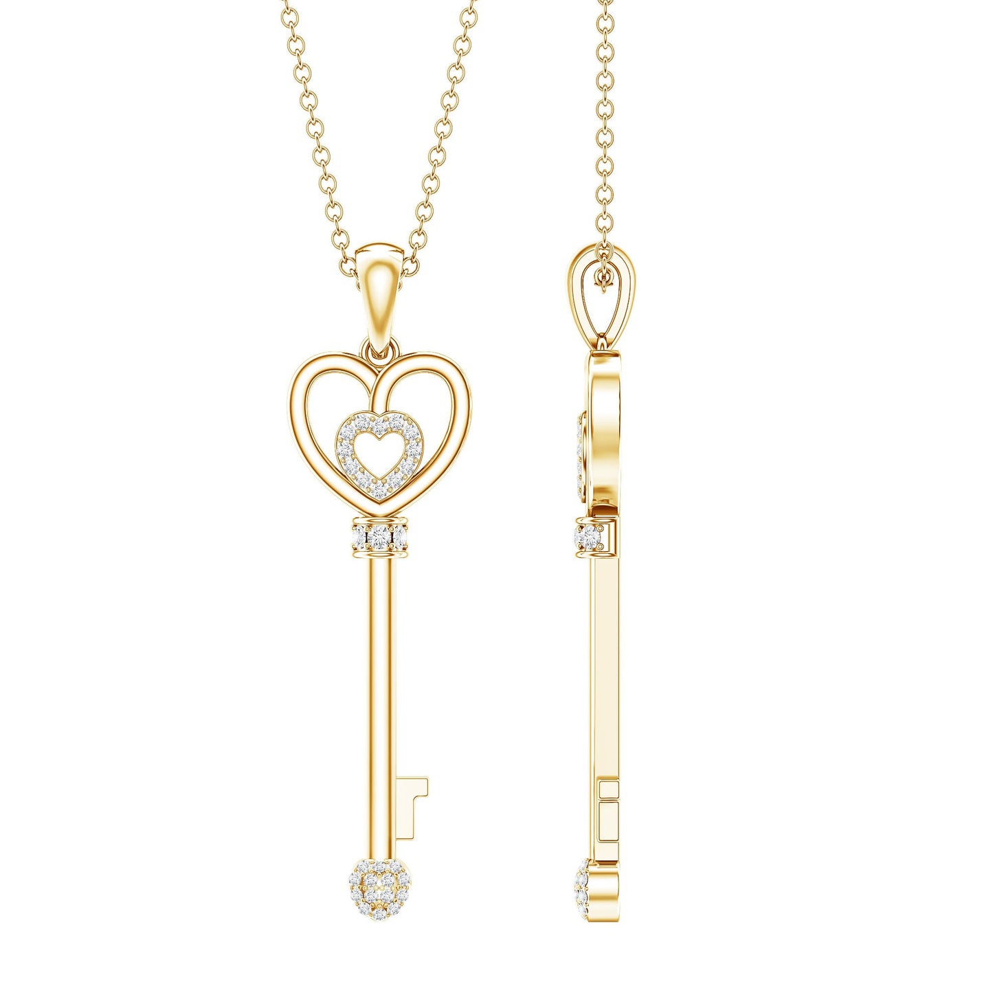Vintage Style Diamond Key Necklace For Women
