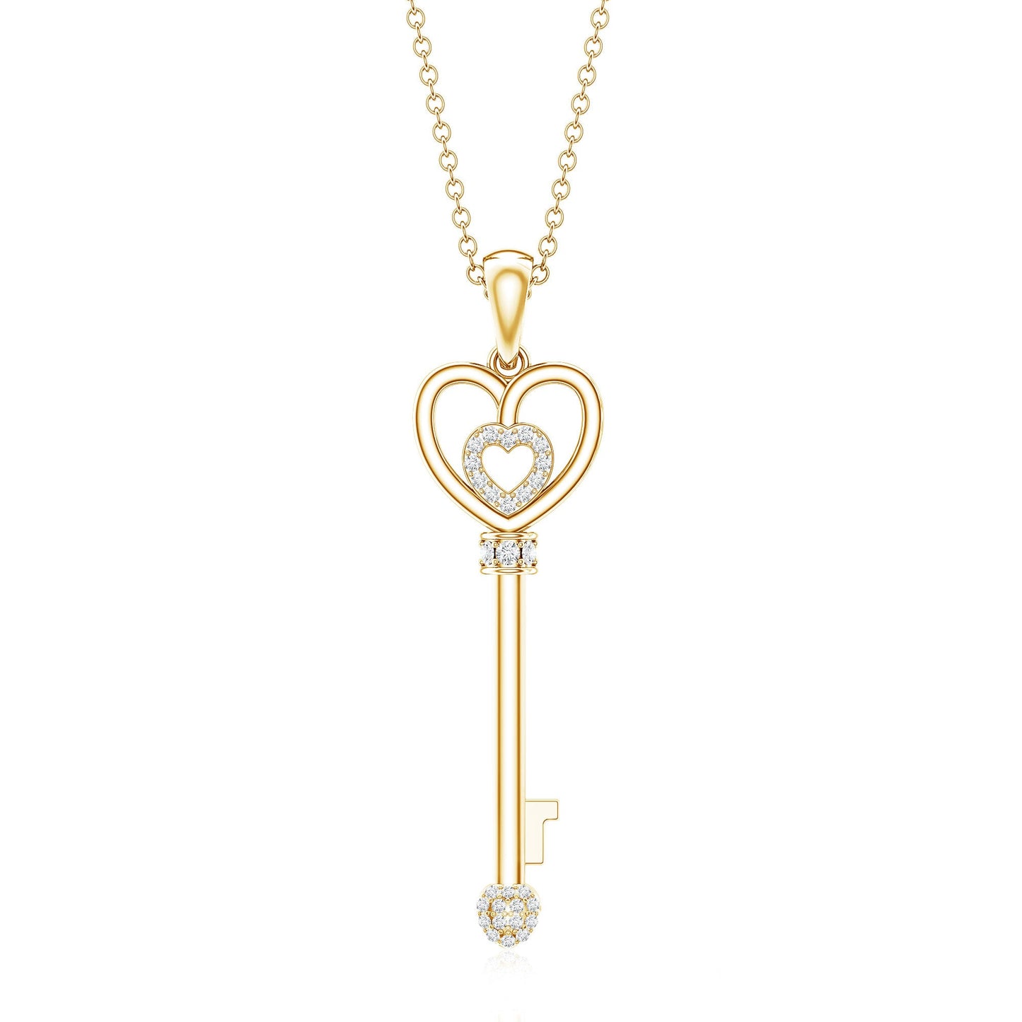Vintage Style Diamond Key Necklace For Women