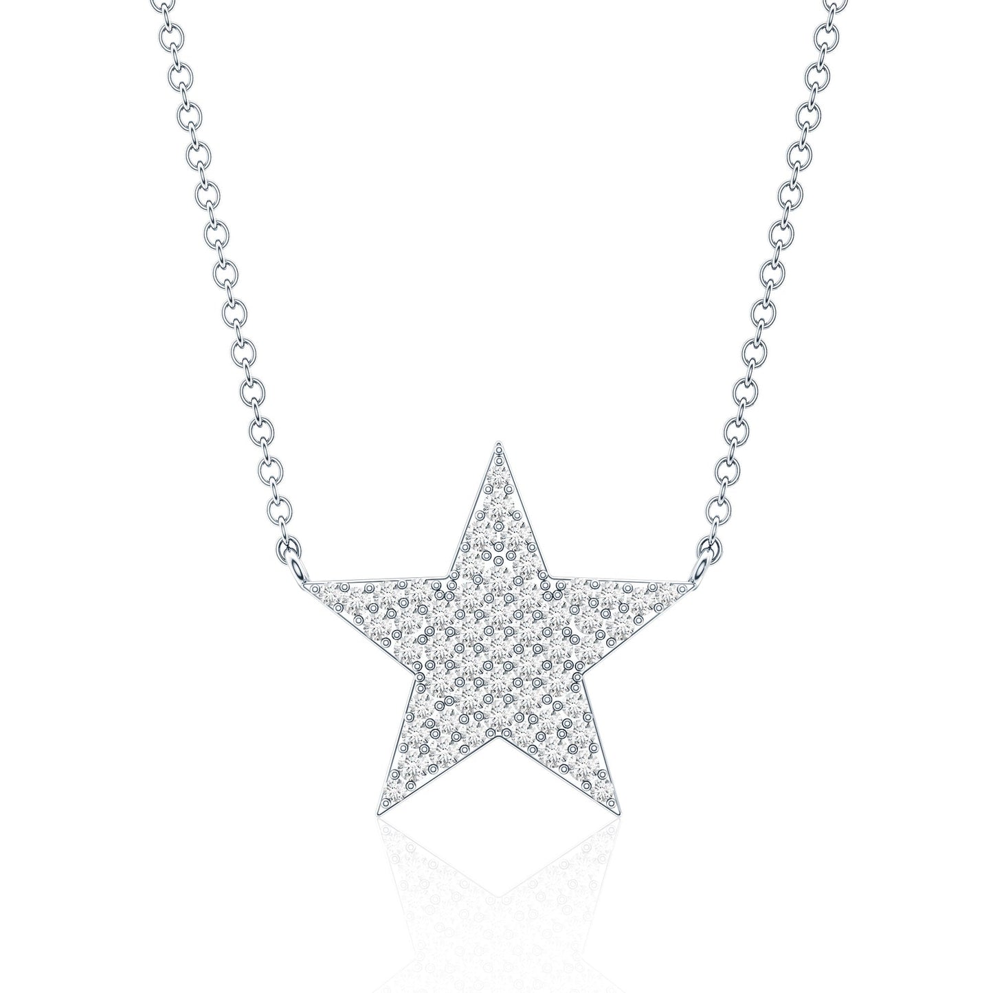 Diamond Star Pendant Necklace in Pave Setting