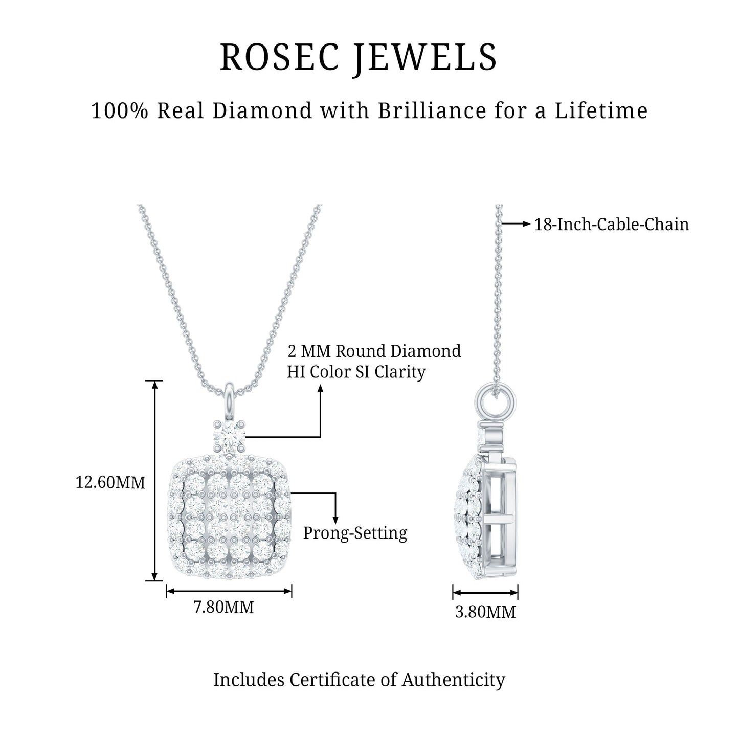 Certified Brilliant Cut Diamond Pendant Necklace