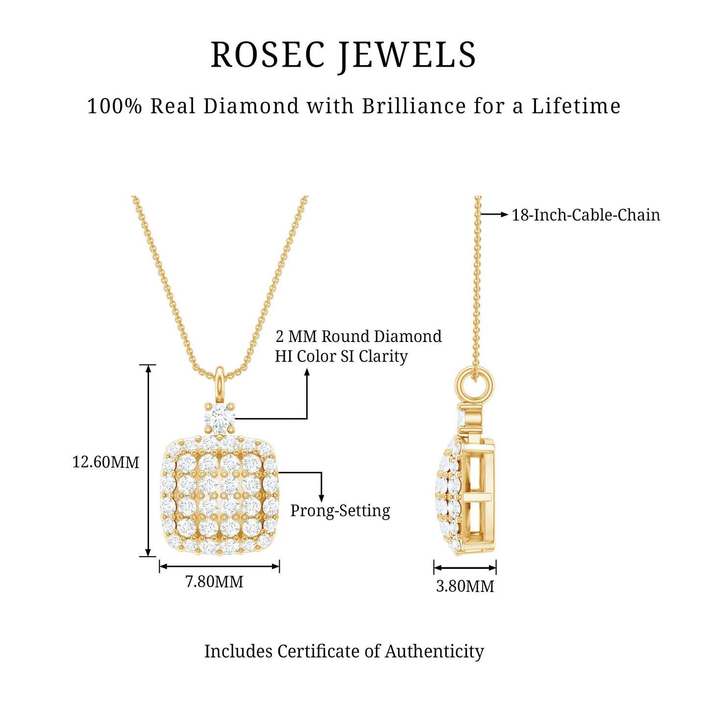 Certified Brilliant Cut Diamond Pendant Necklace