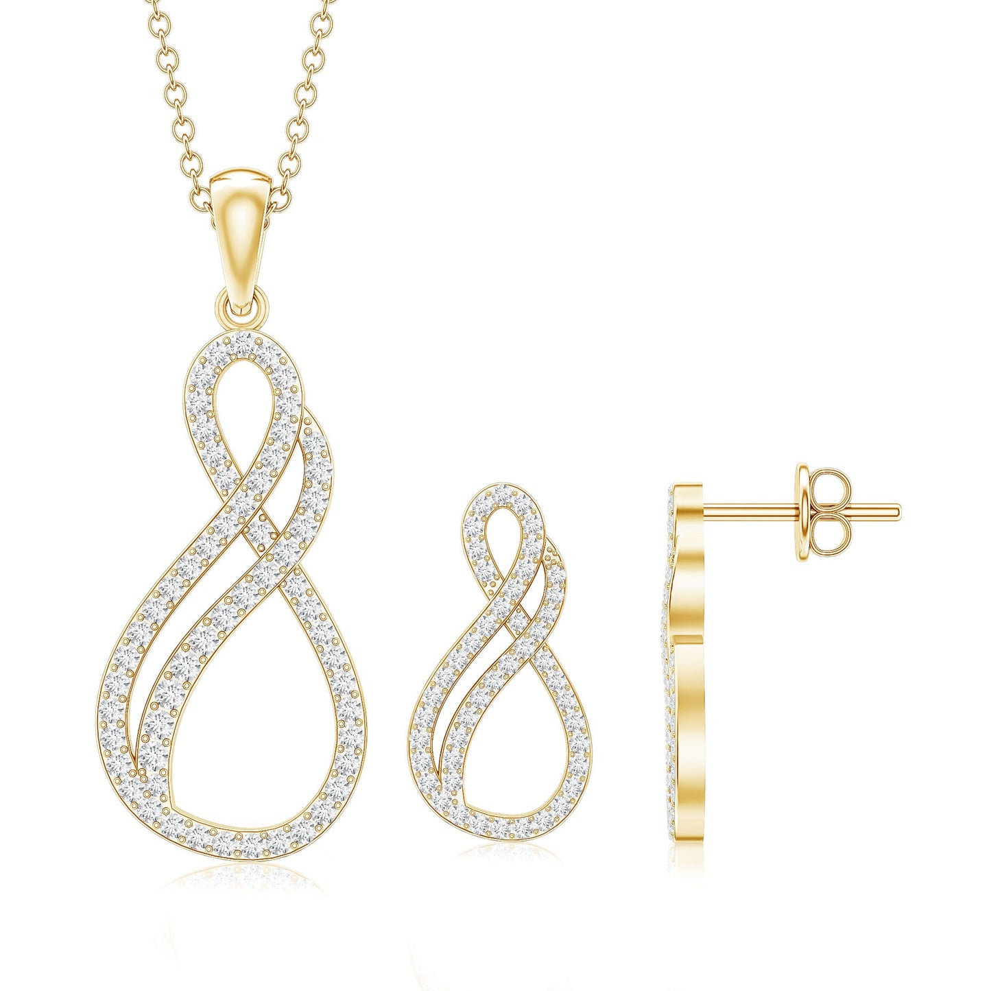 Diamond Infinity Necklace Earrings Set For Women
