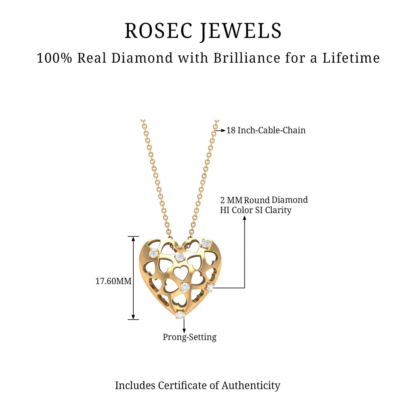 Heart Shaped Openwork Diamond Necklace