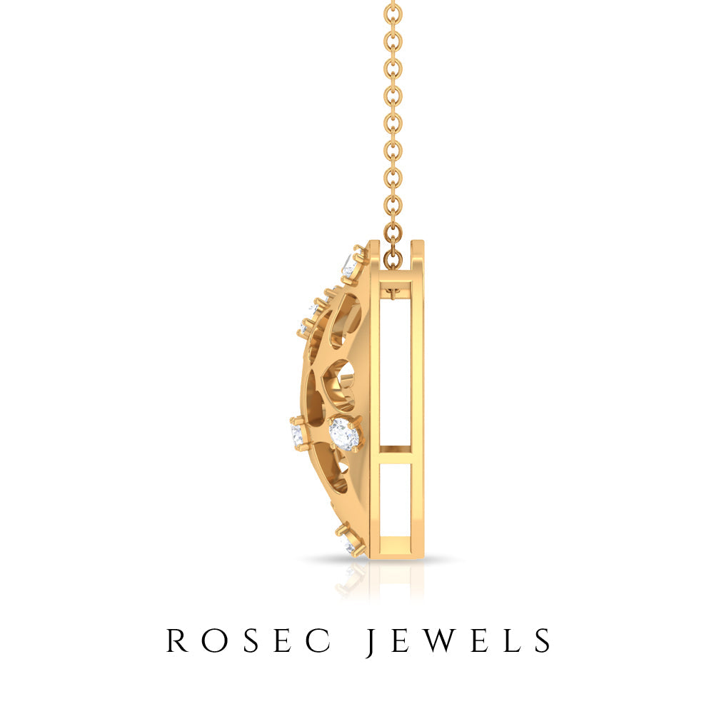 Heart Shaped Openwork Diamond Necklace