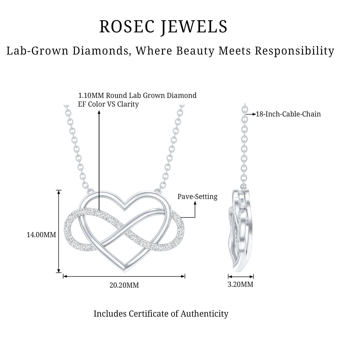 Certified Diamond Infinity Heart Necklace