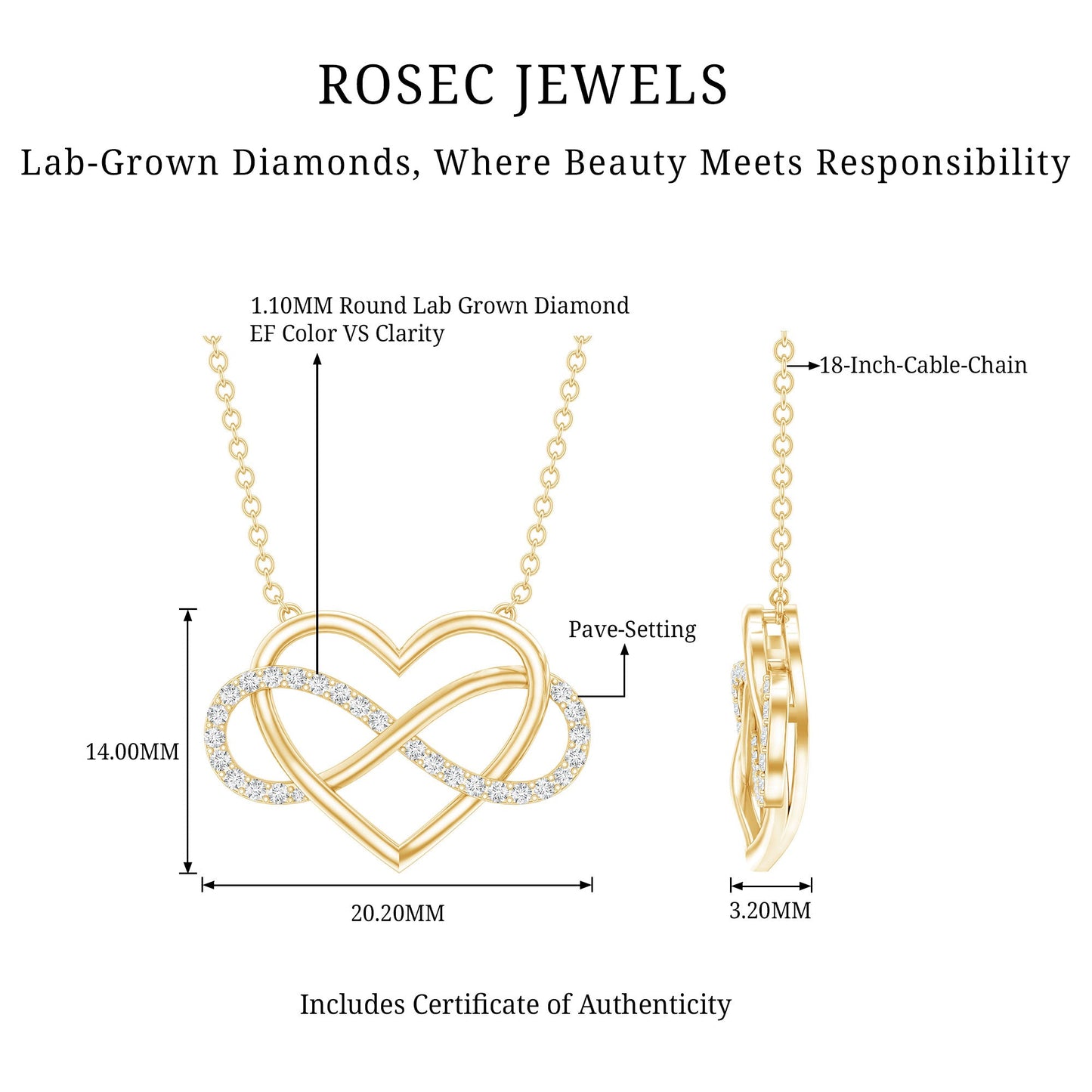 Certified Diamond Infinity Heart Necklace