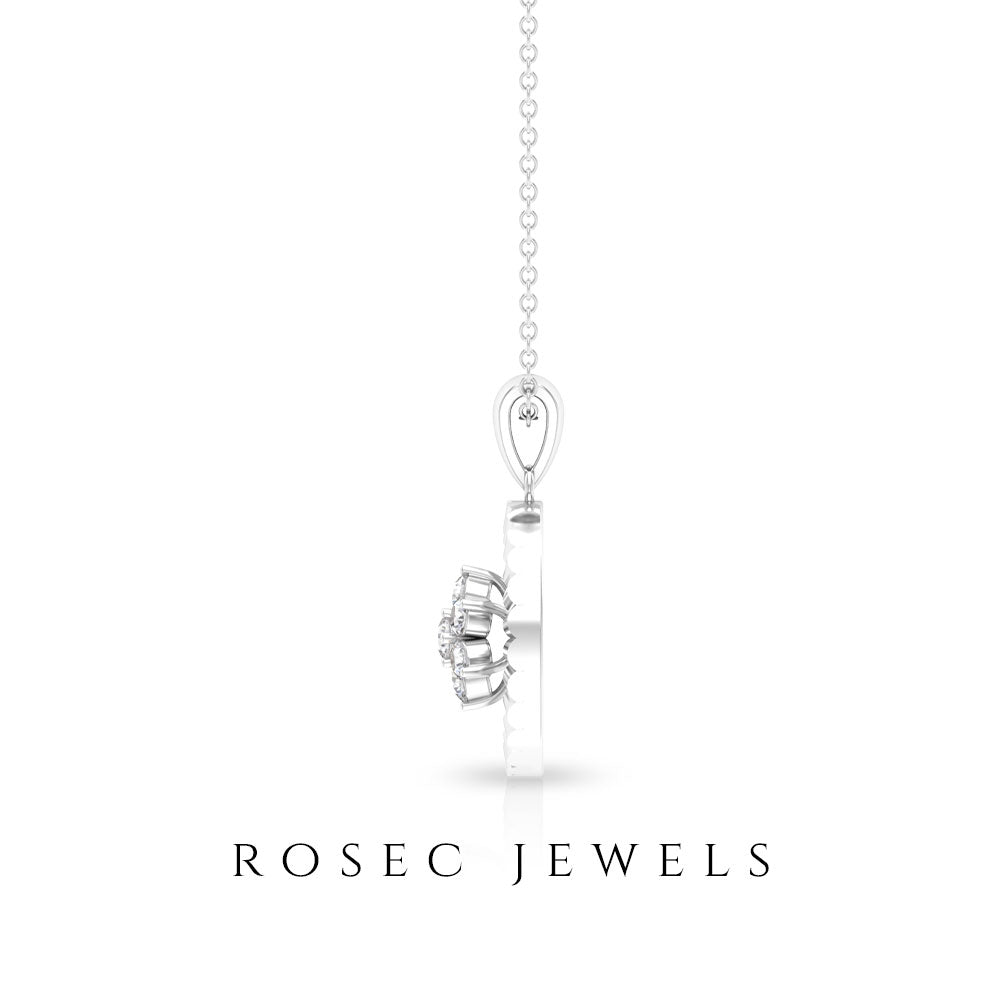 Diamond Flower Cluster Necklace for Women