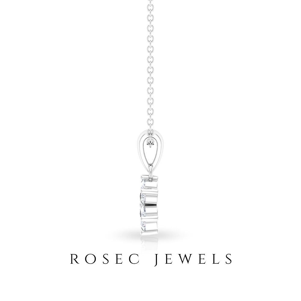 Natural Diamond Flower Pendant Necklace for women