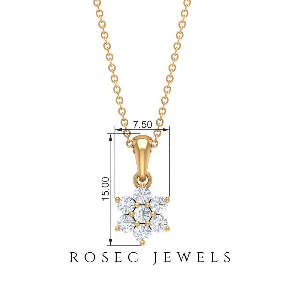 Natural Diamond Flower Pendant Necklace for women