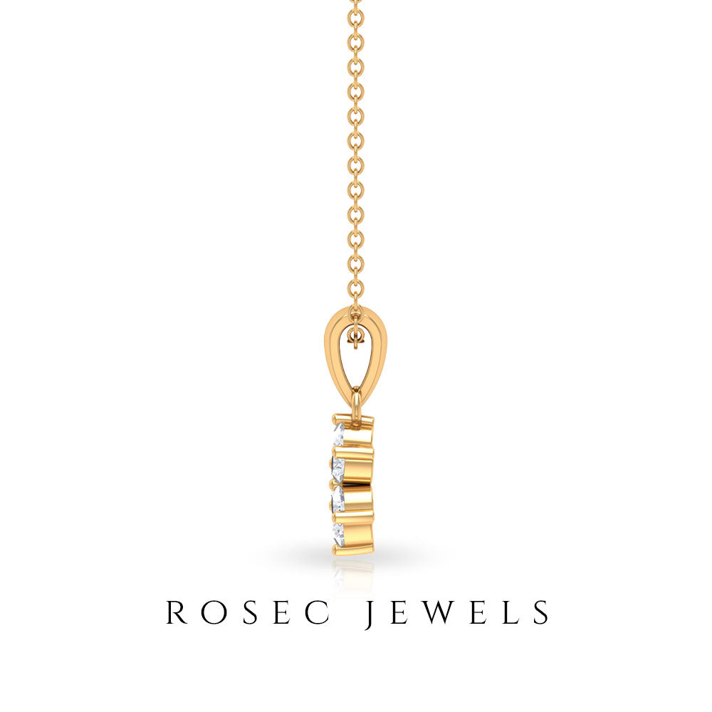 Natural Diamond Flower Pendant Necklace for women