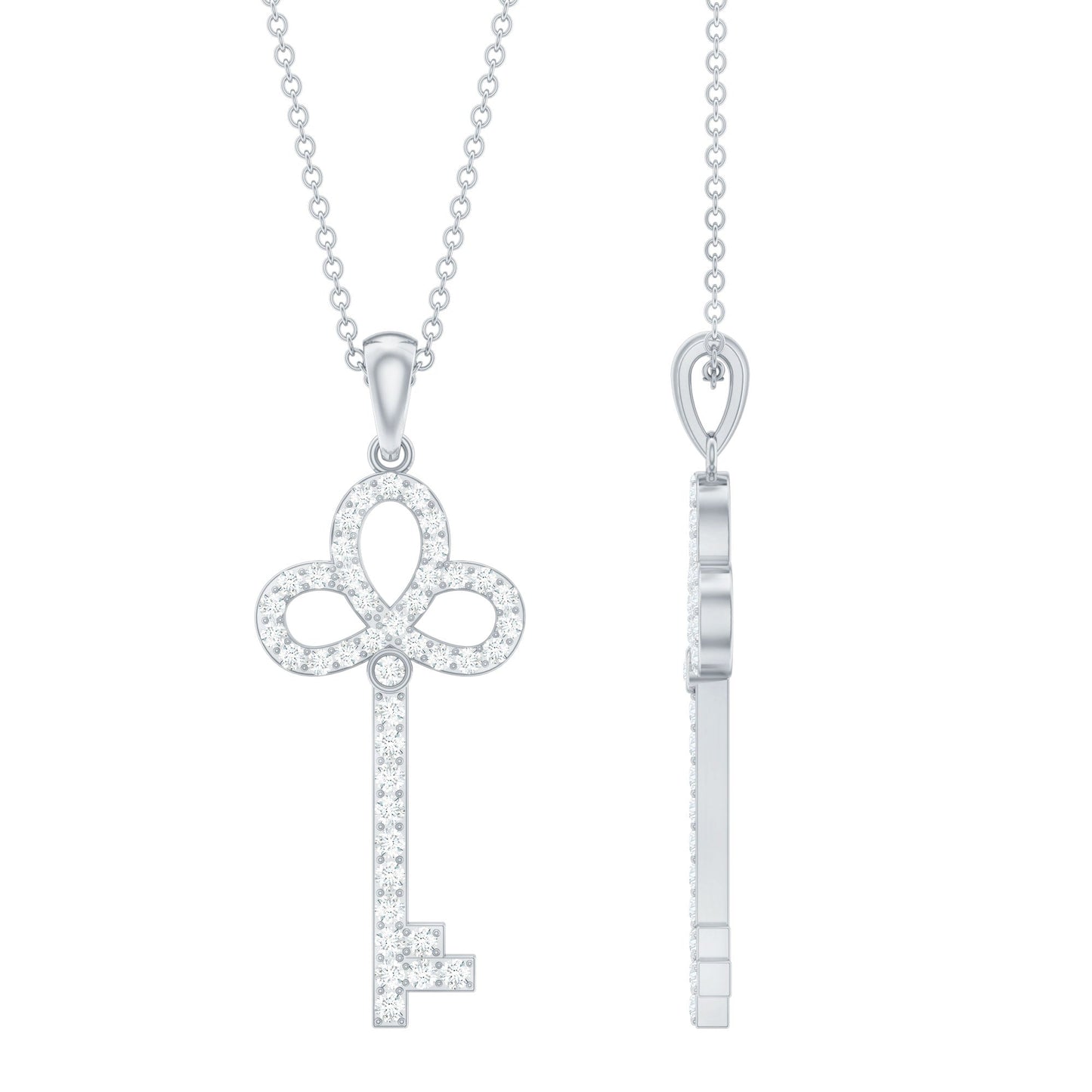 Certified Moissanite Key Pendant Necklace for her