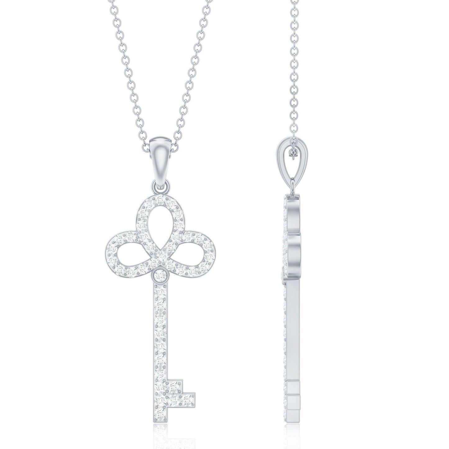Certified Moissanite Key Pendant Necklace for her