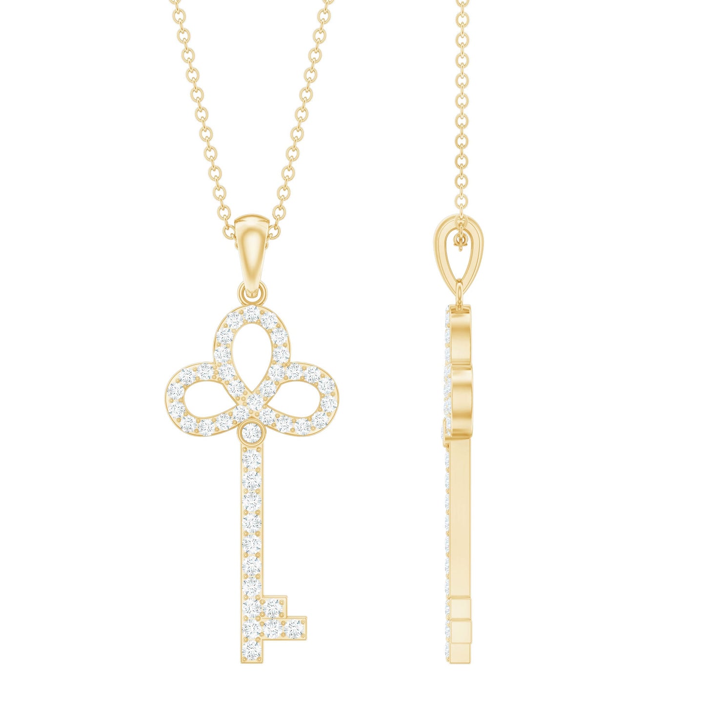 Certified Moissanite Key Pendant Necklace for her