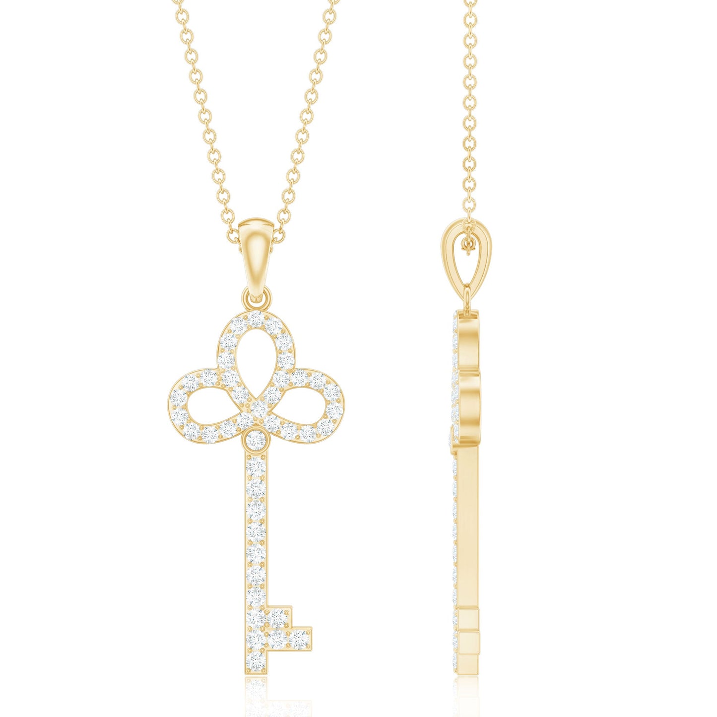 Certified Moissanite Key Pendant Necklace for her