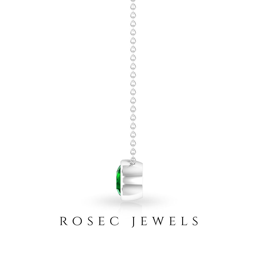 Natural Half Carat Emerald Necklace in Bezel Setting