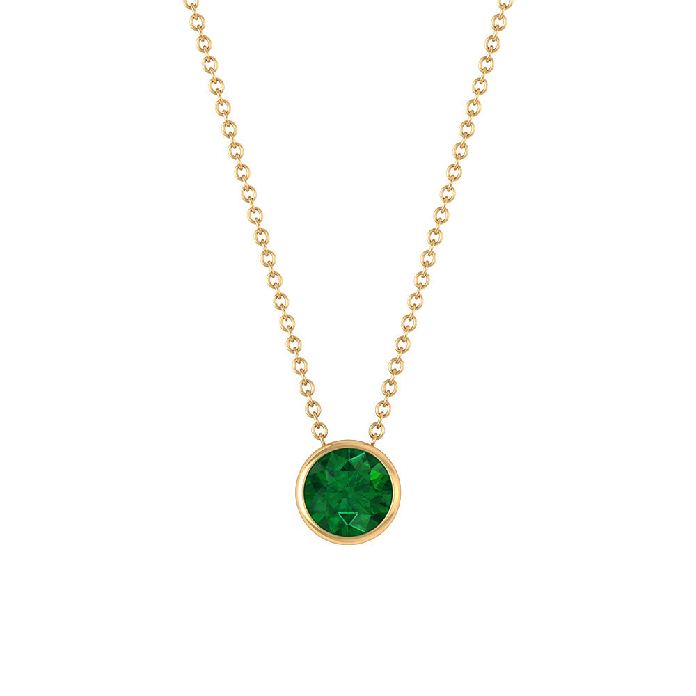 Natural Half Carat Emerald Necklace in Bezel Setting