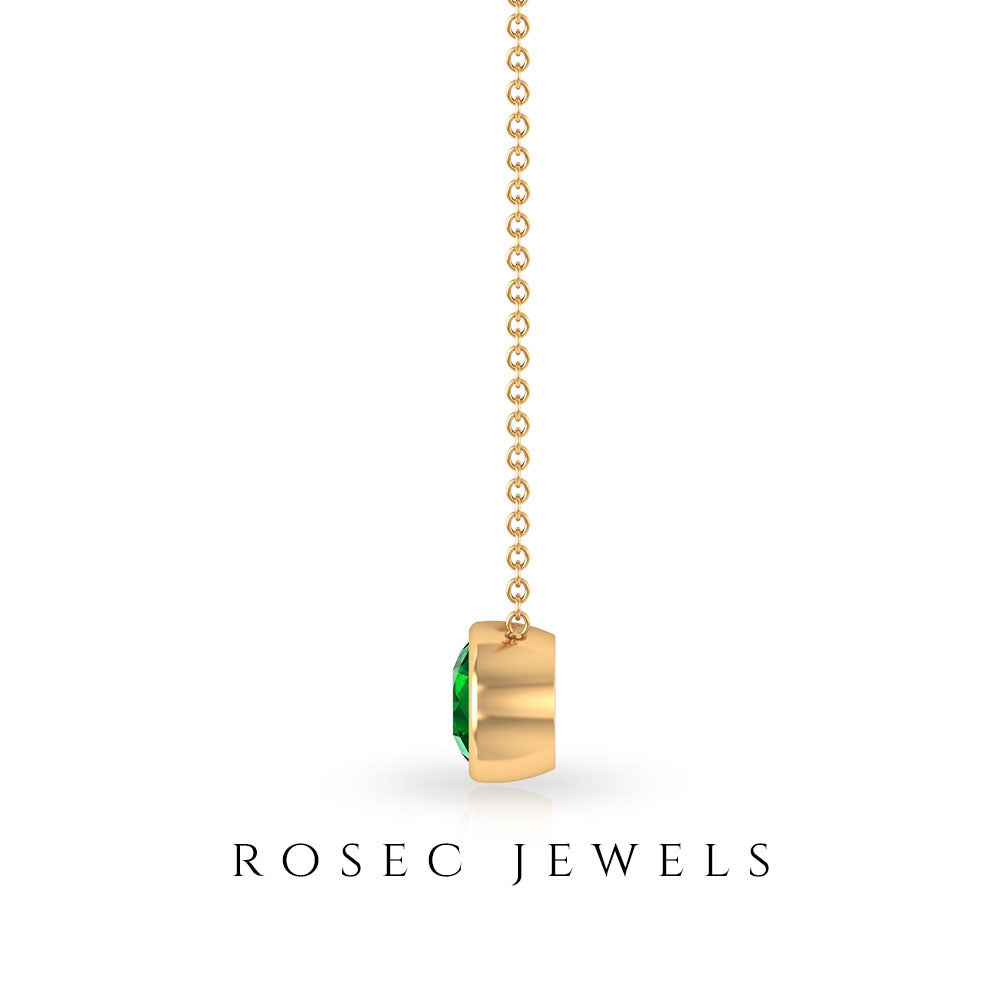 Natural Half Carat Emerald Necklace in Bezel Setting