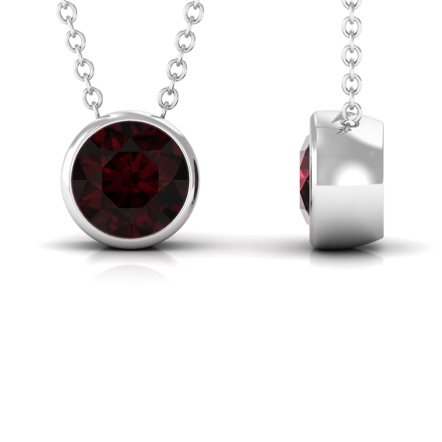 1.7 Carat Round Cut Garnet Solitaire Necklace with Certificate