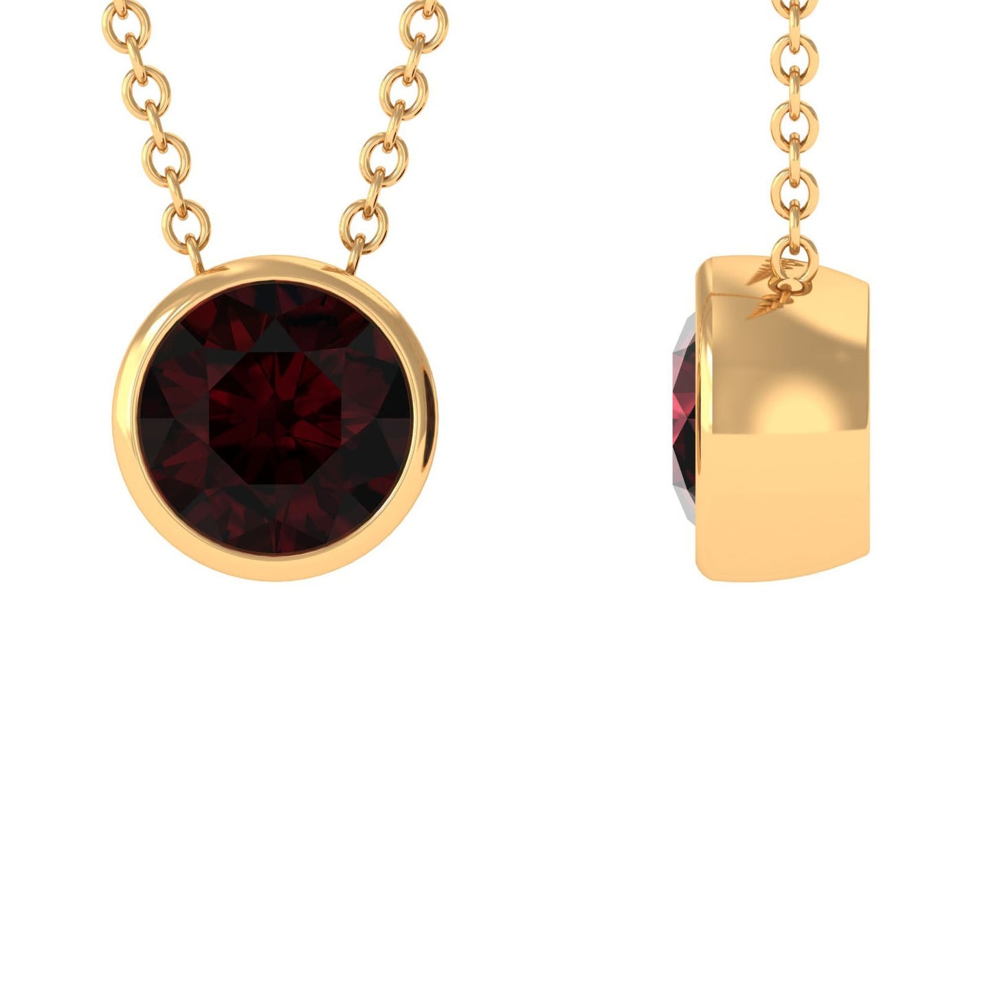 1.7 Carat Round Cut Garnet Solitaire Necklace with Certificate