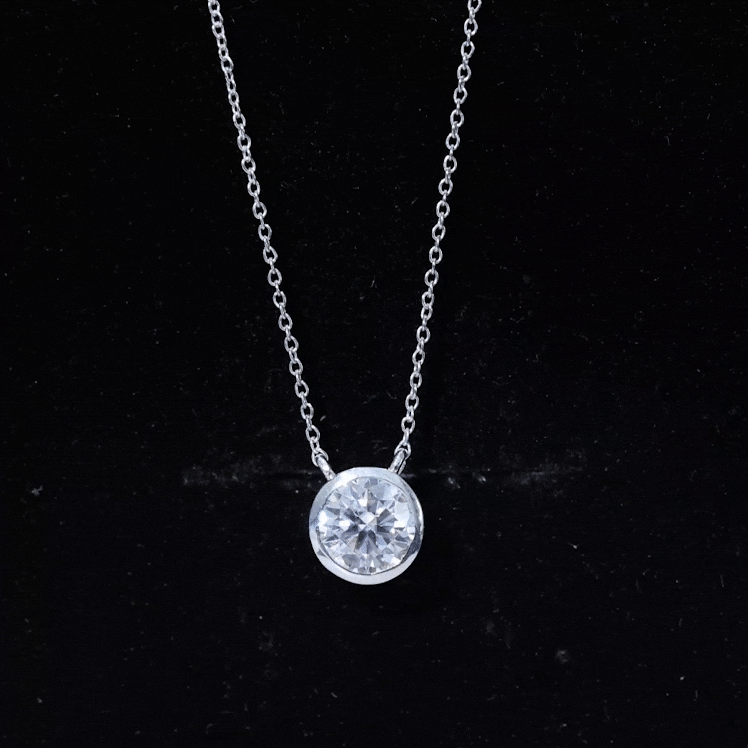 1 Carat Moissanite Solitaire Necklace in Bezel Setting