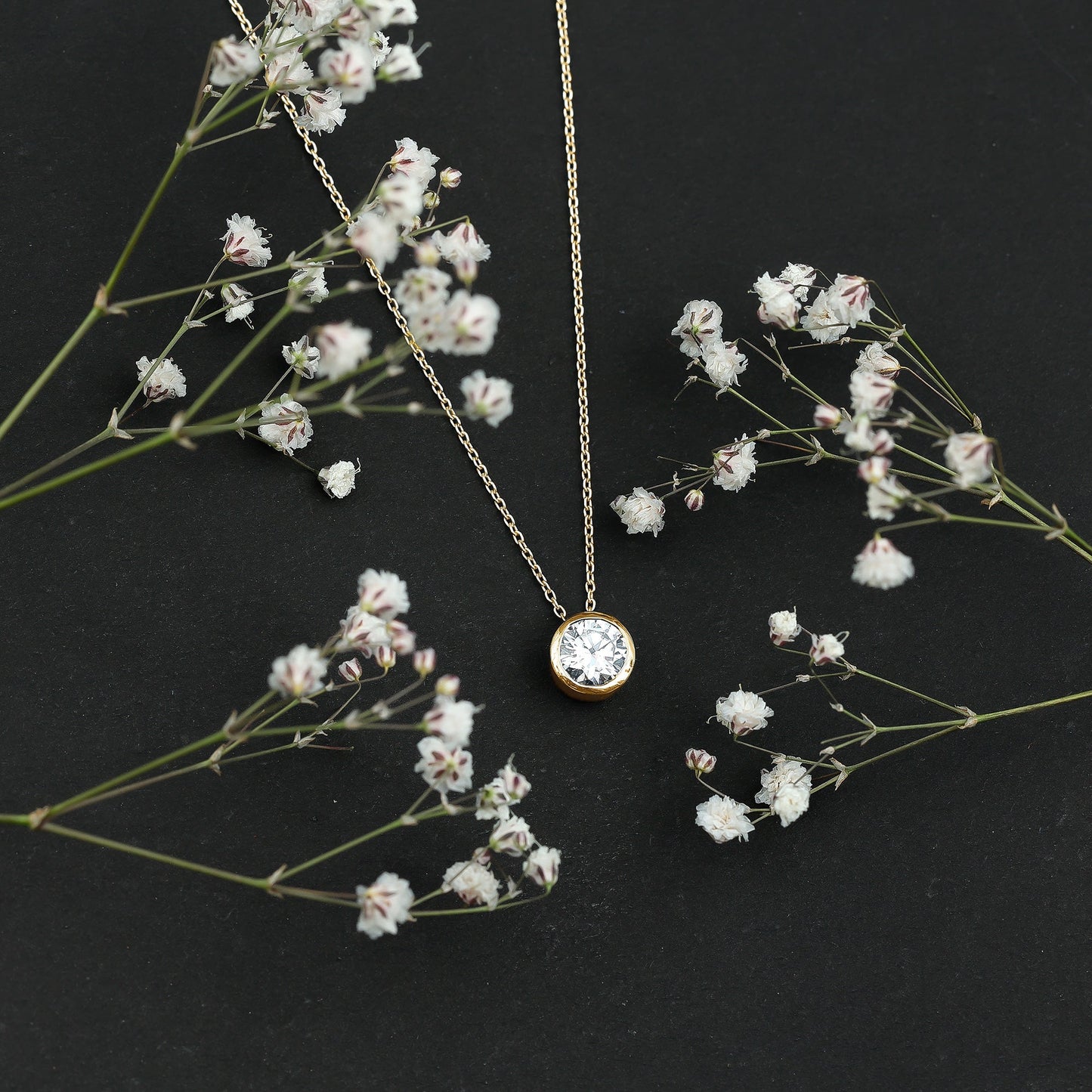 1 Carat Moissanite Solitaire Necklace in Bezel Setting