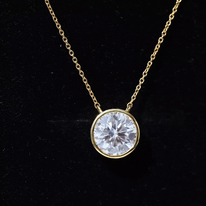 Bezel Set 3 Carat Moissanite Solitaire Necklace