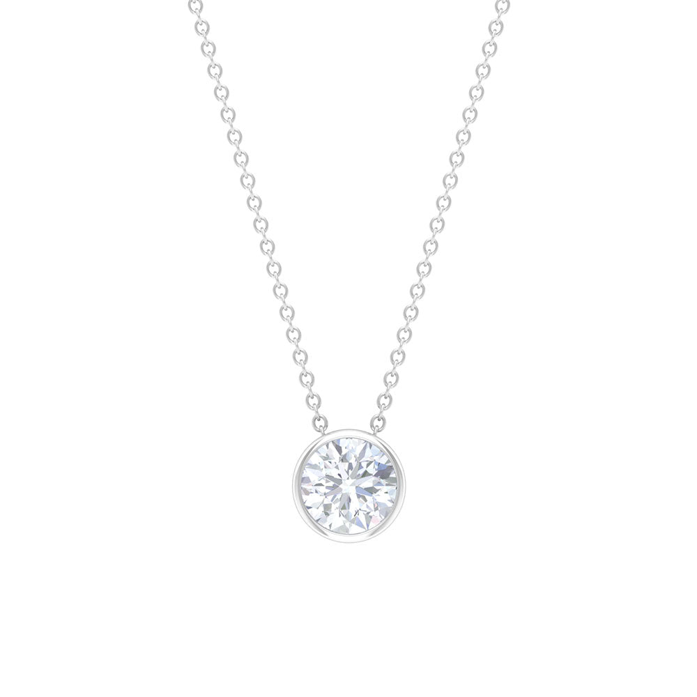 Bezel Set 3 Carat Moissanite Solitaire Necklace