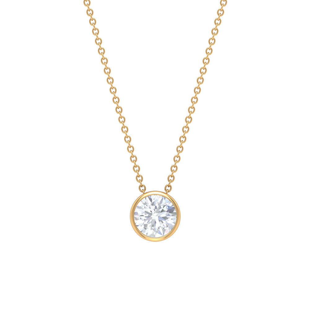 Bezel Set 3 Carat Moissanite Solitaire Necklace