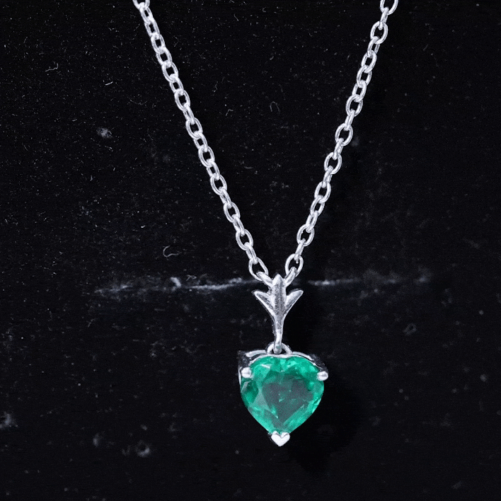 Certified Lab Created Emerald Heart Solitaire Necklace With Chain