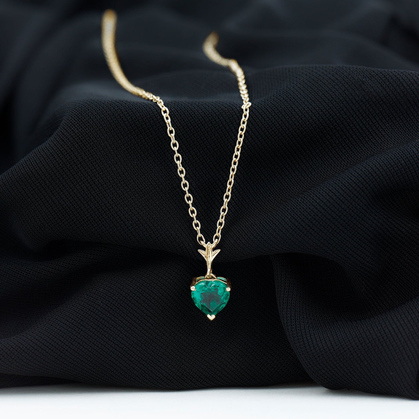 Certified Lab Created Emerald Heart Solitaire Necklace With Chain