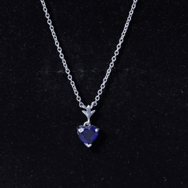 0.9 Carat Lab Grown Blue Sapphire Heart Necklace for Women