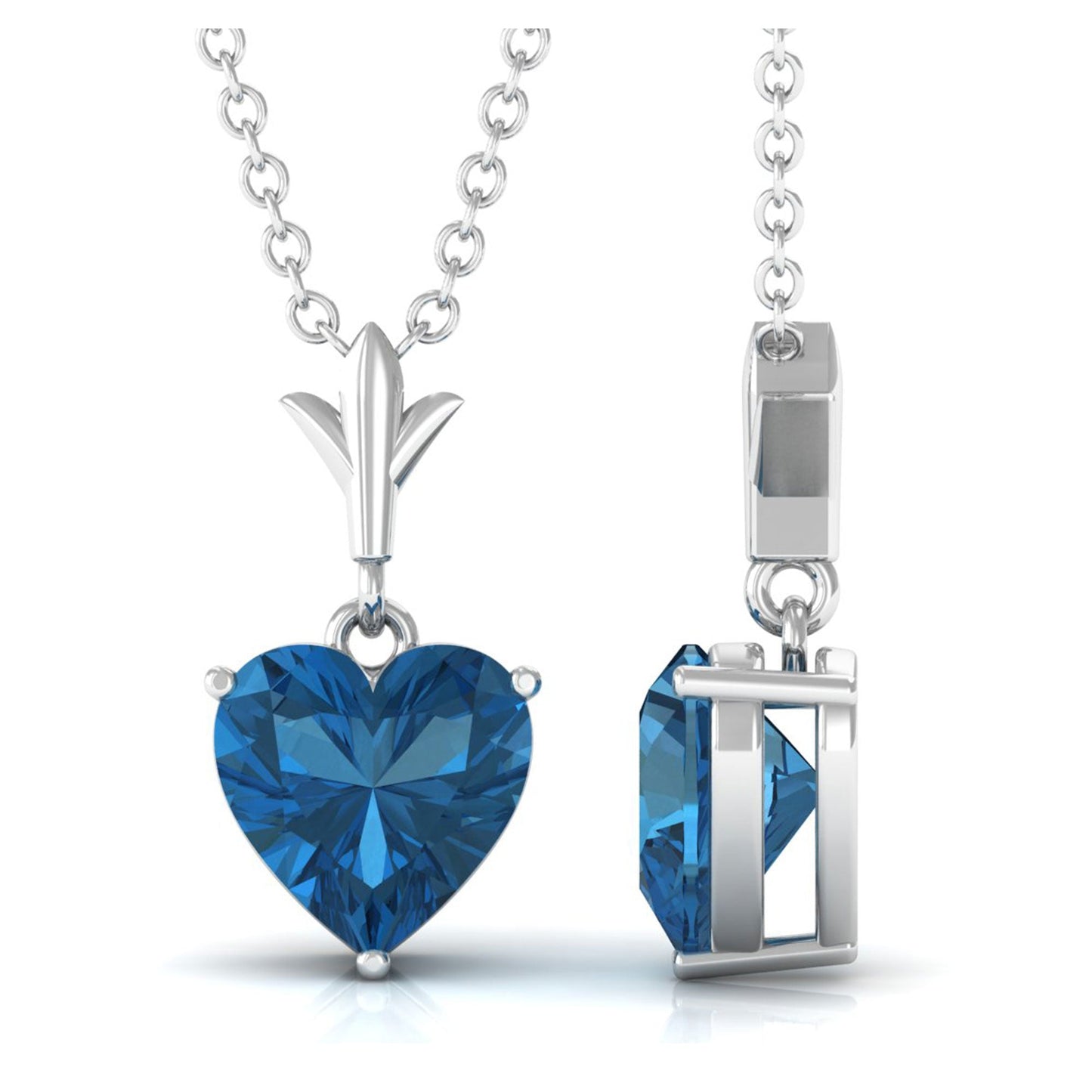 2 CT Heart Shape London Blue Topaz Solitaire Necklace