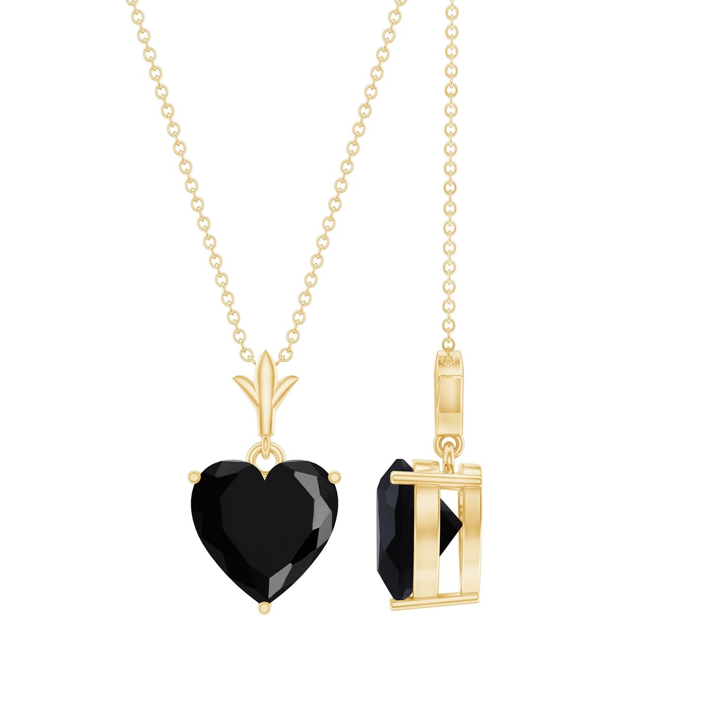Natural Black Spinel Heart Necklace for Women