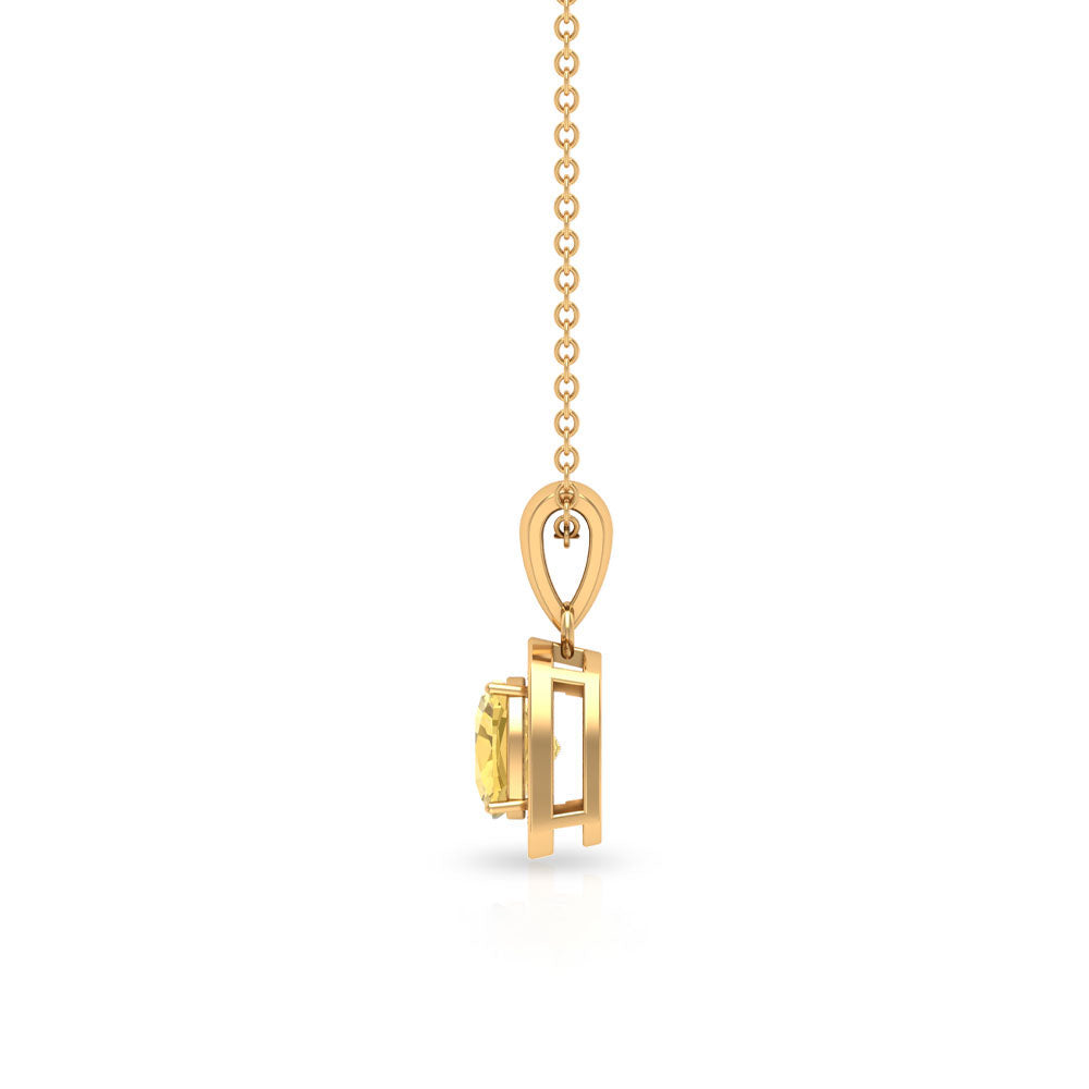Genuine 2.2 Carat Cushion Cut Citrine and Diamond Necklace with Certificate