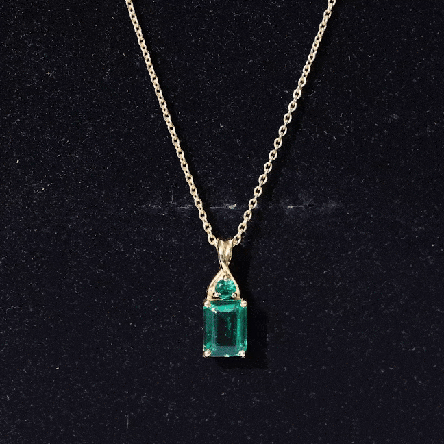 Certified 1.68 Carat Lab Created Emerald Solitaire Necklace