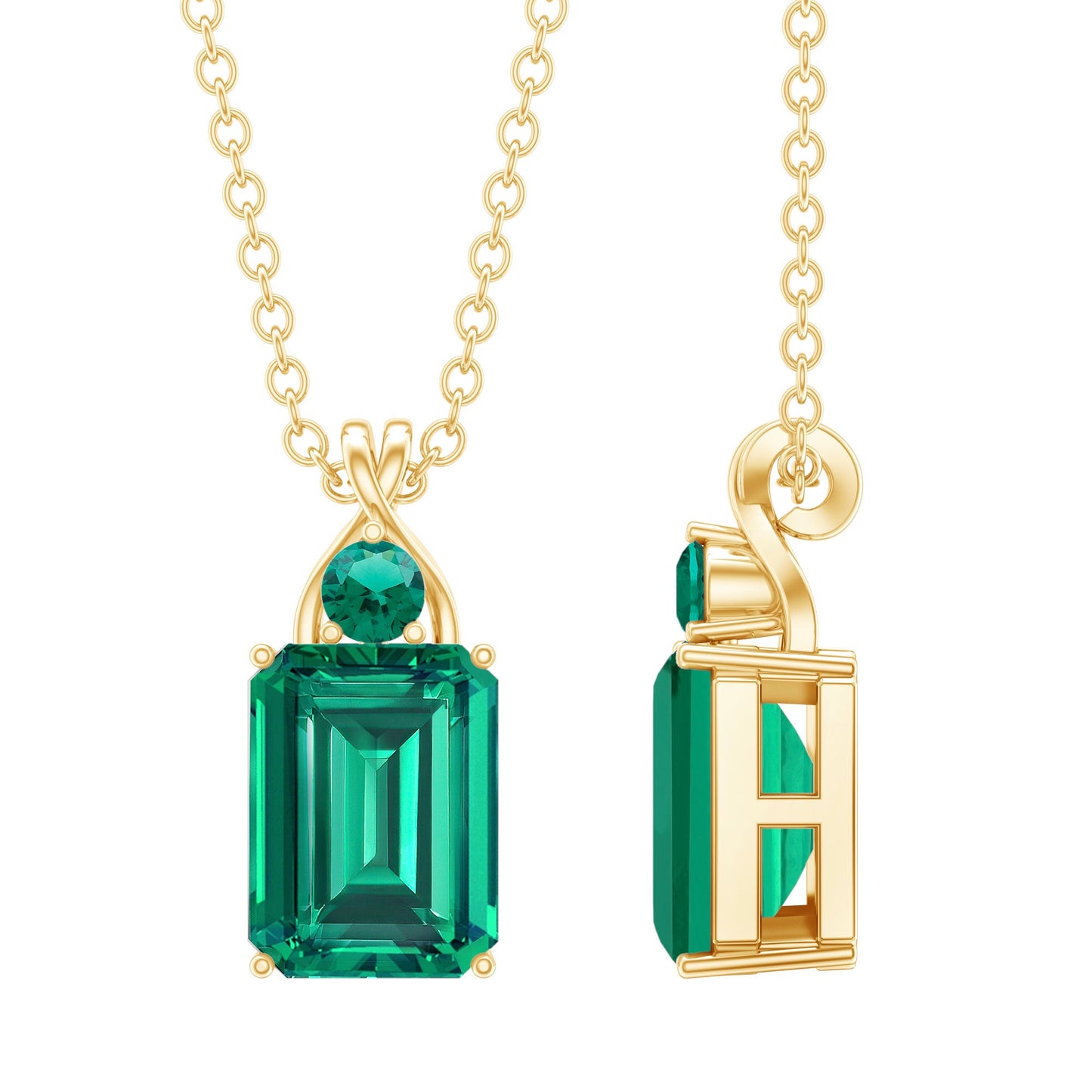 Certified 1.68 Carat Lab Created Emerald Solitaire Necklace