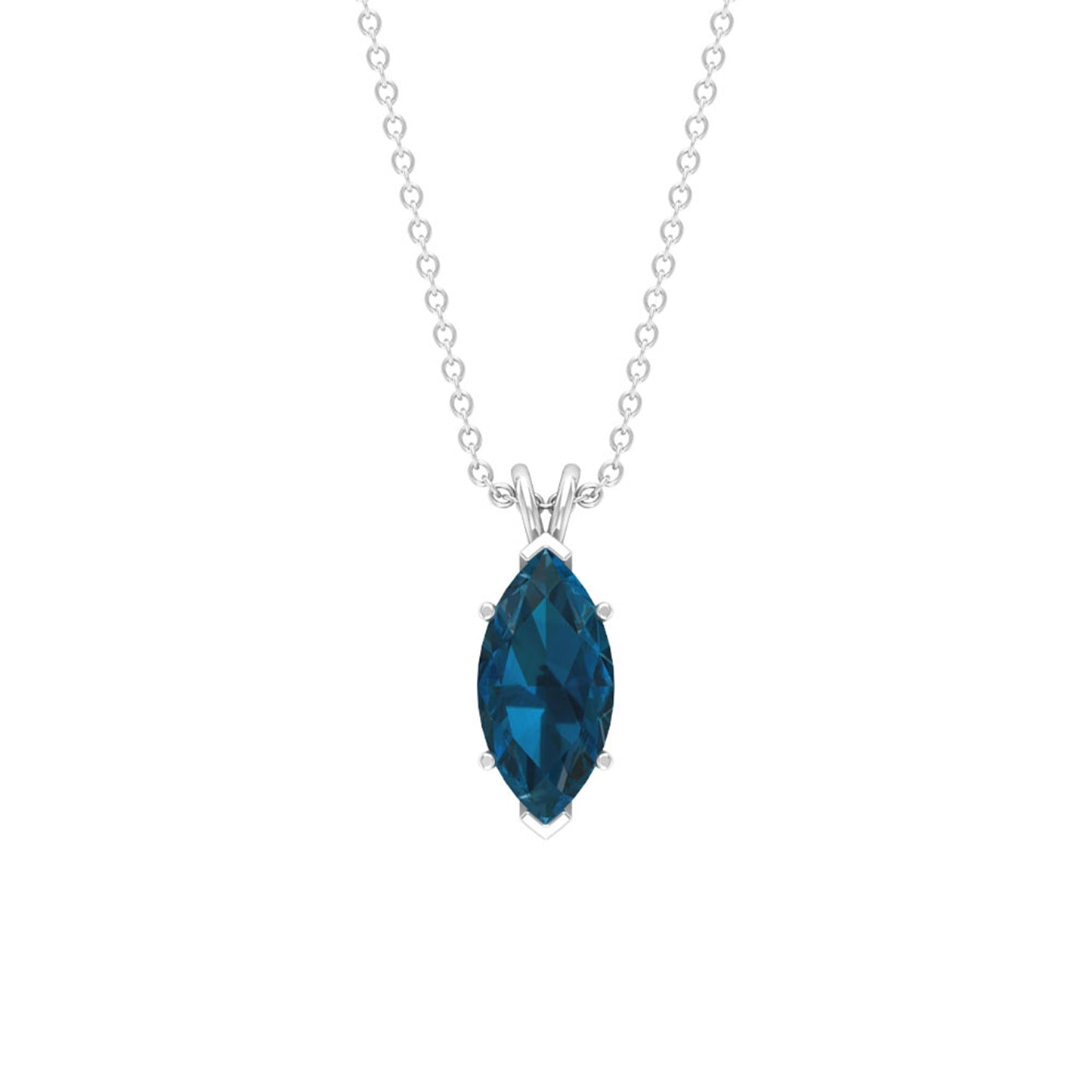 0.74 Carat Marquise Cut London Blue Topaz Solitaire Pendant