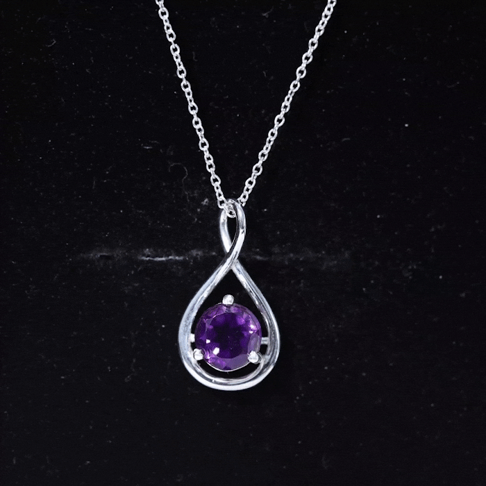 1.2 CT Real Amethyst Infinity Pendant Necklace