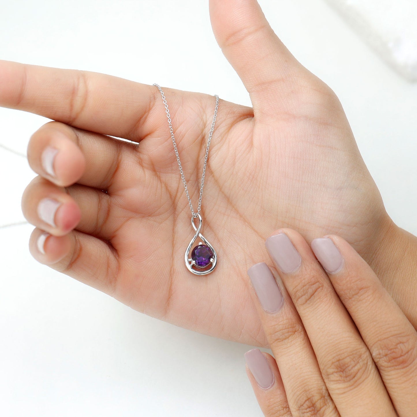 1.2 CT Real Amethyst Infinity Pendant Necklace